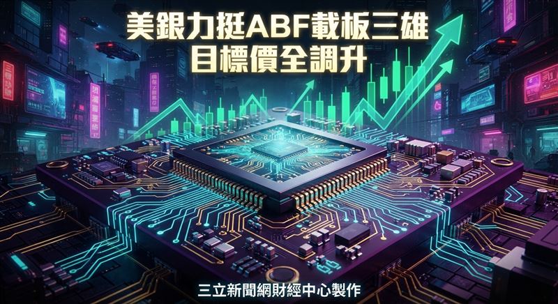 美銀證券最新出爐的研究報告中，看好欣興（3037）、南電（8046）與景碩（3189）三檔ABF指標股後市表現，研判在伺服器CPU需求快速放大的帶動下，ABF供給缺口將持續擴大，並延續至2028年，供應商議價空間與毛利率也可望隨之走高，因此美銀維持三家公司「買進」評等不變，同時大幅調升目標價，欣興上看1400元、南電上看1700元、景碩則上看1250元。（圖／三立新聞網財經中心蕭榕AI製圖）