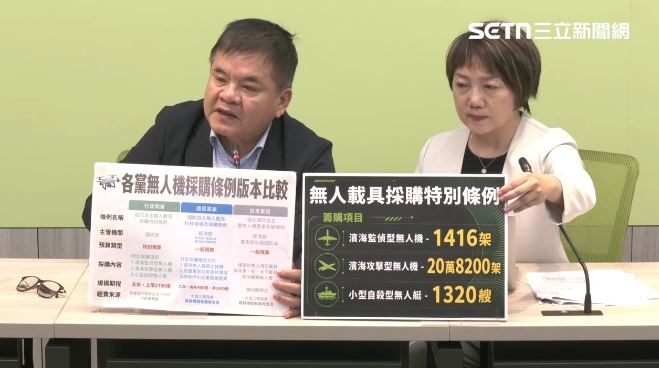 民進黨團認為,無人機條例應以國防部主責,在野黨版的條例是狸貓換太子。(圖/翻攝畫面)