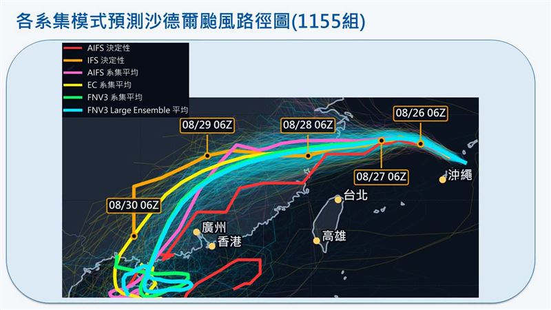 沙德爾最新預測路徑出爐，賈新興預估明晨有發海警的機率。（圖／翻攝自賈新興臉書）