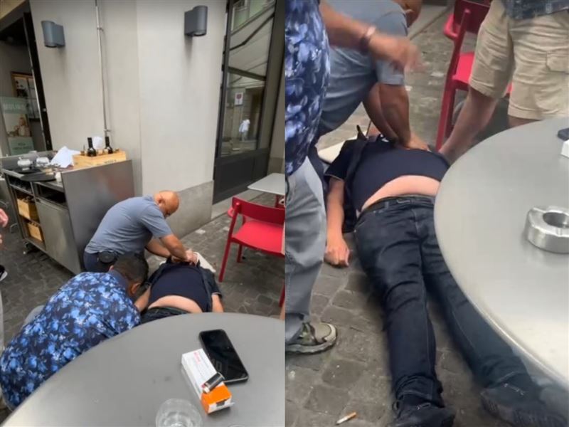 瑞士蘇黎世街頭驚見外國人突然倒地,台灣民眾陳彼德憑過去救護義消經驗,立即施作CPR,成功將人救回。(圖/陳彼德提供)