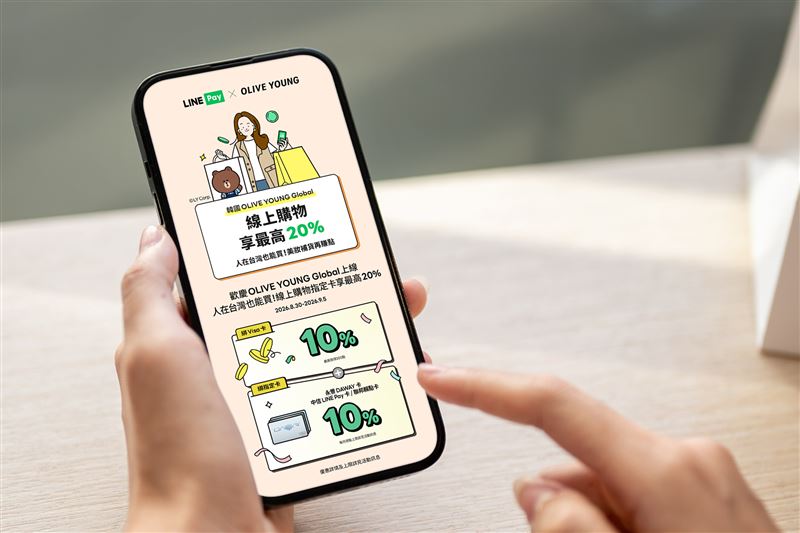LINE Pay宣布與韓國美妝通路OLIVE YOUNG深化跨境合作,正式開通Global官方網站線上支付。為慶祝上線與釜山門市改裝,雙方自8月底起推出限時優惠,消費者綁定指定信用卡於實體與官網消費,最高可享20%回饋。(圖/LINE Pay提供)