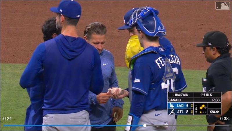 佐佐木朗希手指起水泡僅投3.1局退場。(圖/翻攝自MLB官網)