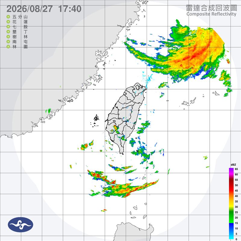 苗栗以及東北部、東部山區要注意雷陣雨。（圖／氣象署）