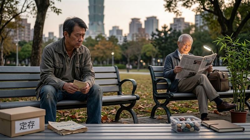 網友聽說「買0056到老會睡公園」,結果不只沒買0056,是連任何股票也都沒買。(示意圖/AI製圖)
