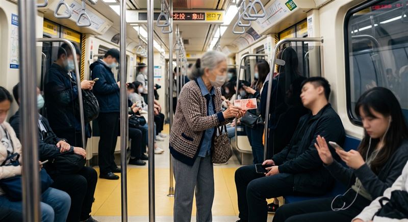 有阿嬤在捷運上借手機,卻頻頻被拒絕。(示意圖/AI協作)