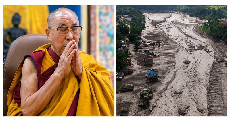 尼泊爾西藏「末日山洪」震撼全球!達賴喇嘛哀慟祈禱。(圖/三立新聞網、《達賴喇嘛西藏宗教基金會‧提供)