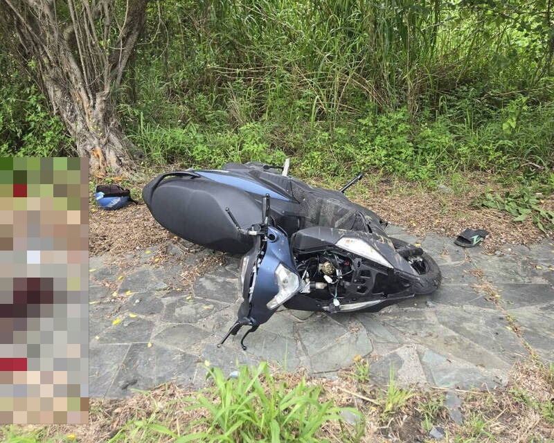 姜姓男子騎乘機車時高速衝撞路樹,導致頭部重創死亡。(圖/翻攝畫面)