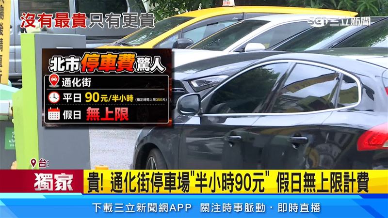 民眾要找停車位一看發現,大安區通化夜市附近的私人停車場,半小時竟要價90元