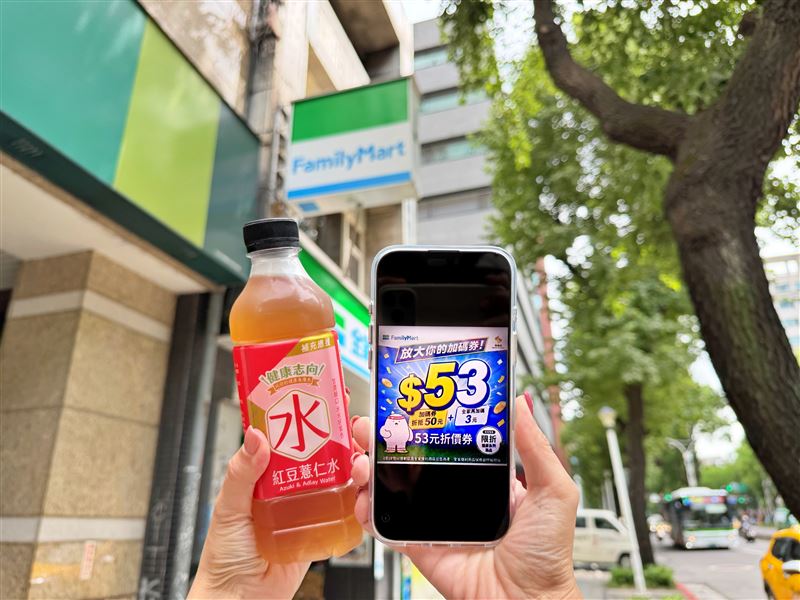 全家便利商店支持運動部「揮汗有禮」活動,加碼6%升級為53元折價券。(圖/品牌業者提供)