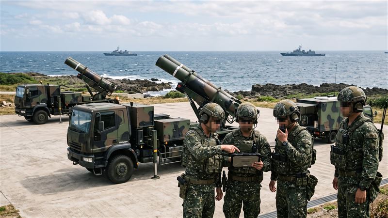 美國海軍與波音公司日前針對岸置型魚叉反艦飛彈系統,進行了一系列的測試項目,展現出強大的實戰制海能力。(示意圖/AI製圖)