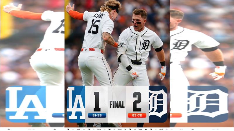 老虎1:0再見道奇。(圖/翻攝自X平台 @MLB)