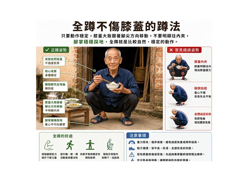 醫師張家銘提供全蹲不傷膝蓋的蹲法。(圖/取自張家銘的臉書)