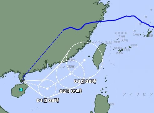 日本氣象廳預測路徑,未來將靠近台灣。(圖/翻攝自日本氣象廳)