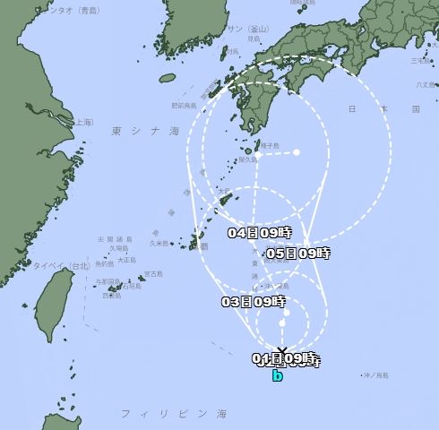 日本氣象廳預測路徑,估24小時內會增強為颱風「科羅旺」。(圖/翻攝自日本氣象廳)