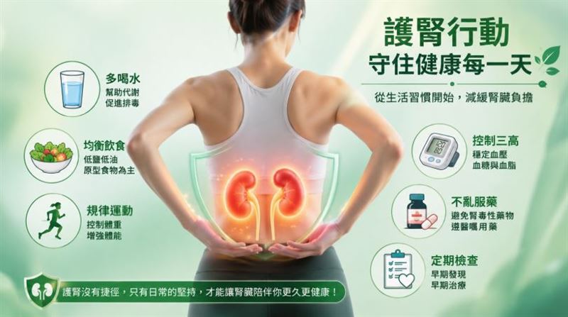 慢性腎臟病被被譽為「沉默的殺手」,初期病變幾乎毫無徵兆,等到出現嚴重不適時,往往腎功能已損害過半。因此,一定要養成護腎的好習慣。(示意圖/AI生成)