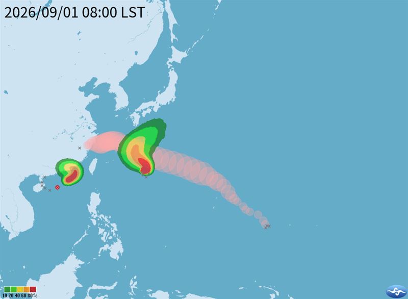 沙德爾颱風復活，科羅旺颱風也在今早生成。（圖／氣象署）