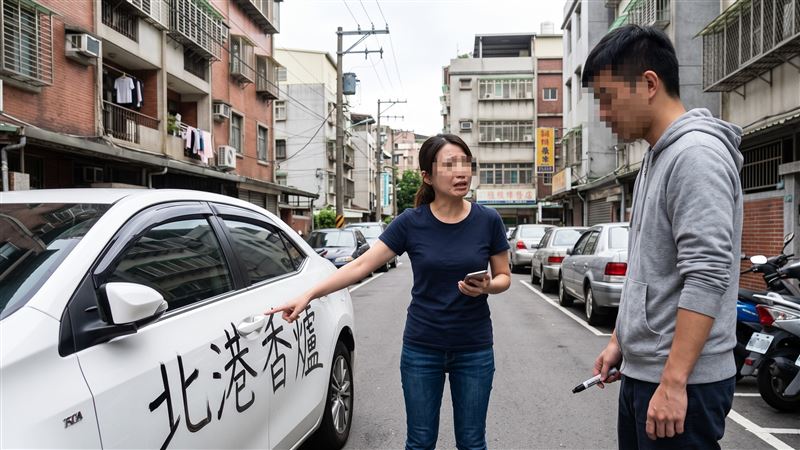 男子跟女性友人關係生變,遭女方封鎖,男方竟惱羞黑色奇異筆在她汽、機車寫上「北港香爐」等侮辱字句。(示意圖/AI製圖)