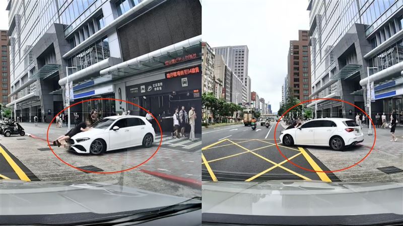暴走男甩警衛巴掌遭阻！正義哥挨撞趴車蓋