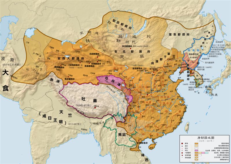 吉爾吉斯近代脫離中國獨立，是唐朝疆域圖中左方的安西大都護府。（圖／翻攝維基百科）