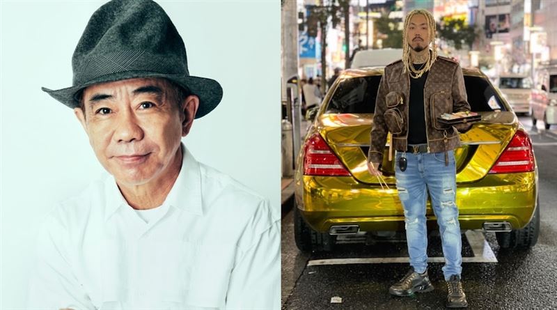 木梨憲武(左)踩凹金色賓士,車主SHO(右)當時為顧及錄影順利忍氣吞聲,最終修理費由節目組全額買單。(圖/翻攝自木梨憲武官網、SHO IG)