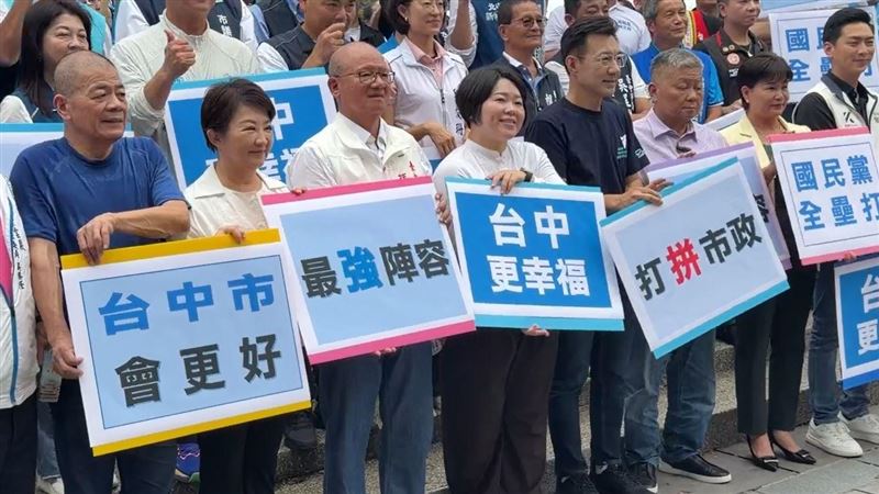 盧秀燕江啟臣力挺議員陪登記　高喊全壘打