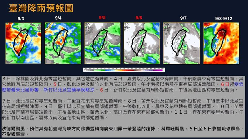 台灣降雨趨勢預測圖。(圖/翻攝自賈新興臉書)