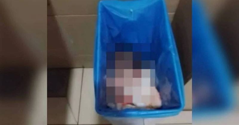 檳城國際機場無障礙廁所垃圾桶內驚見新生男嬰,清潔工聽見哭聲後及時發現並通報。(圖/翻攝自X/@bharianmy)