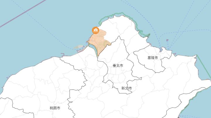經濟部水利署針對新北市淡水區發布淹水警戒。(圖/翻攝自經濟部水利署)