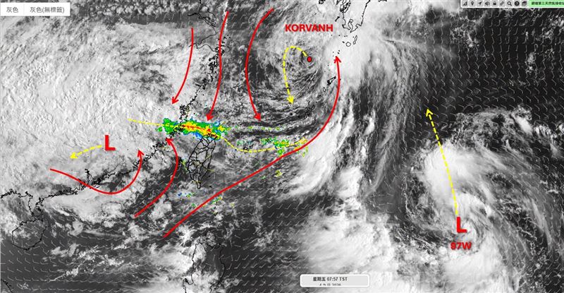 吳聖宇表示，南部已經先見到陽光，但北台灣降雨將持續。（圖／翻攝自吳聖宇臉書）