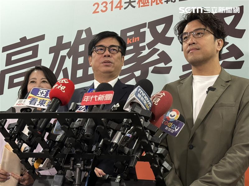 高雄市長陳其邁、民進黨台北市長參選人沈伯洋受訪（圖／記者劉秀敏攝影）