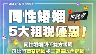 5大租稅優惠曝光　同性配偶適用