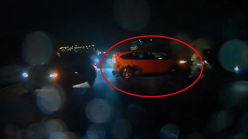 國道3號苗栗竹南段發生離譜車禍，男子路肩倒車衝入車道，釀4車連環撞。（圖／民眾提供）