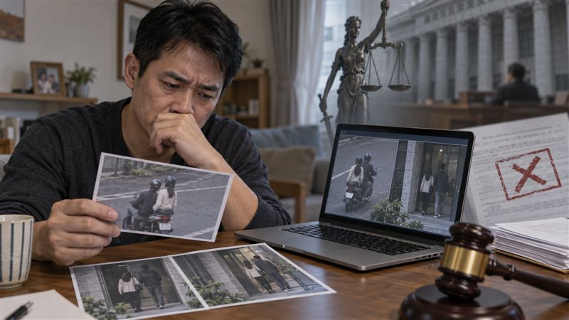 妻子搬離住家後，丈夫懷疑她與餐廳男同事交往，不僅委託徵信業者蒐證，還提出兩人共同進出公寓、騎機車同行及肢體接觸等照片、影片，指控兩人多次過夜、同居並逾越一般朋友關係，求償精神慰撫金100萬元。（示意圖／AI生成）