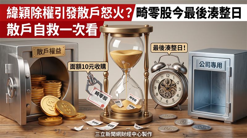 緯穎除權爆發畸零股爭議,未湊足整股恐面臨面額收購,引發大批散戶不滿怒喊吃定散戶。(圖/AI製圖)