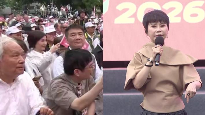 蘇巧慧競總成立大會，「歌仔戲天后」唐美雲台下揮旗相挺，「台語天后」詹雅雯壓軸獻唱（組合圖／翻攝畫面）