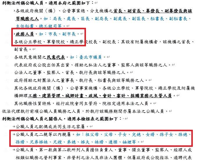 石明謹說明北市府對於利益衝突法的規範。(圖/取自石明謹的臉書)
