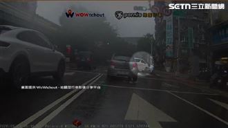 獨／休旅車跨道鬼轉　騎士急剎慘摔險遭輾
