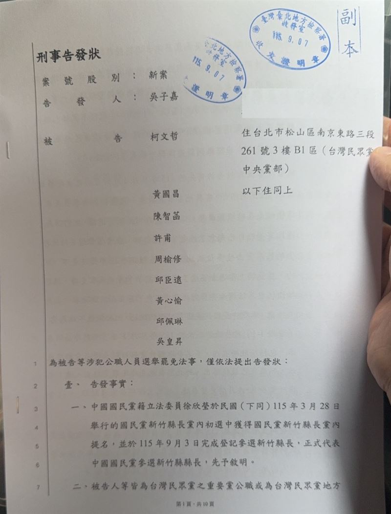 吳子嘉將對柯文哲、黃國昌等9人提告。(圖/翻攝自美麗島電子報)