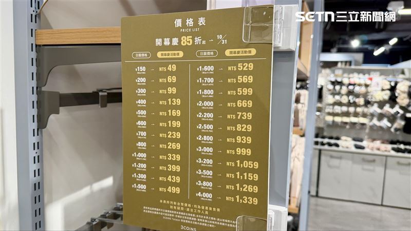 3COINS全台首店10月31日前全面85折。(圖／記者賴俊佑攝影）