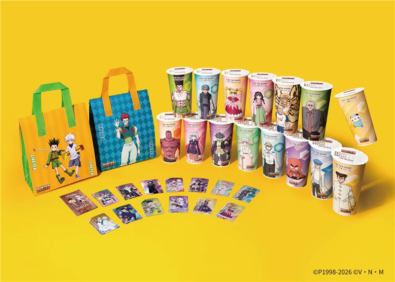 手搖飲品牌與日本經典動漫《獵人Hunter&times;Hunter》聯名。（圖／老賴茶棧提供）