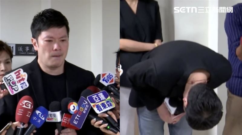 台北市議員李柏毅受訪,爆哭鞠躬道歉(組合圖/翻攝畫面)
