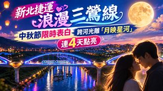 新北捷運浪漫三鶯線　跨河橋光雕中秋點亮