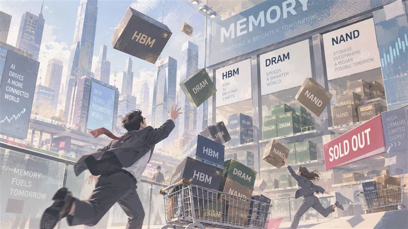 南亞科(2408)獲買超6.66萬張,旺宏(2337)也獲外資買超3.63萬張,力積電(6770)更獲外資狂買21.22萬張與投信加碼6629張。記憶體獲利回升趨勢已逐步反映在今年前兩季財報,群聯(8299)每股純益高達187.43元、宜鼎(5289)166.45元,其他如晶豪科(3006)、南亞科、愛普*(6531)、華邦電、鈺創(5351)與旺宏等皆繳出亮眼成績。(圖/AI製圖)