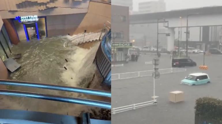豪雨使日本名古屋市區淹水　新幹線停駛