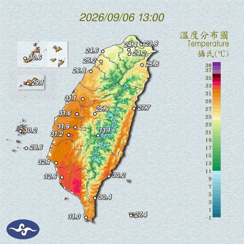 2026年9月6日，台北測站測均溫追平1932年同一天的紀錄。（圖／中央氣象署）