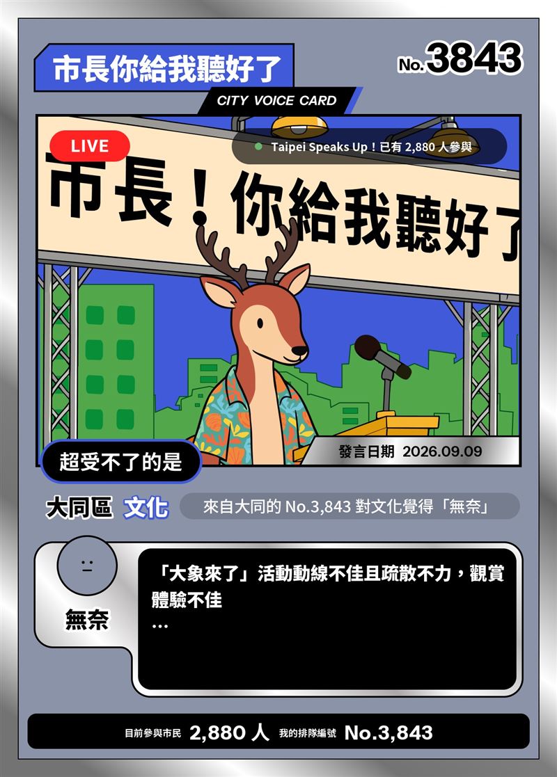 沈伯洋「市長，你給我聽好了」平台上線，市民化身可愛動物說出對台北市各項議題的看法與建議，相關建議未來也會被統計和分析，並轉化為具體政策。記者也實際測試平台運作。（圖／翻攝畫面）
