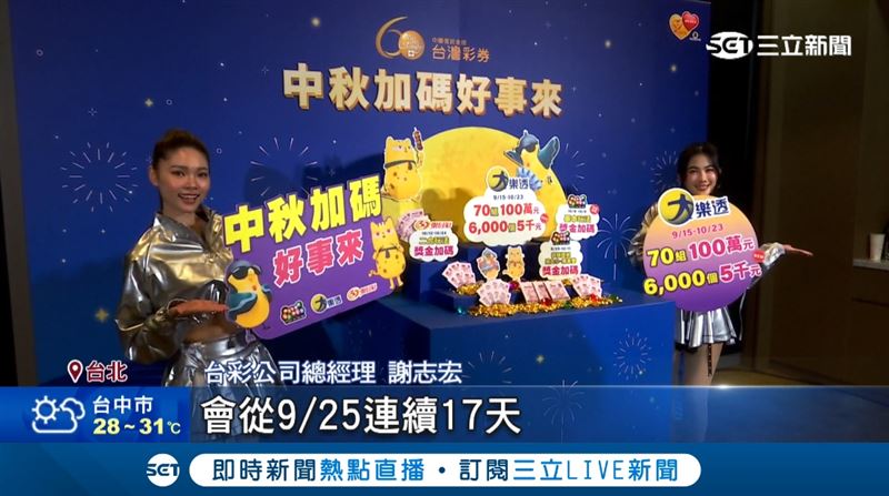 月圓團圓慶中秋，台彩三款遊戲加碼誠意滿，大樂透雙重中獎機會成話題。(圖/截自影片)