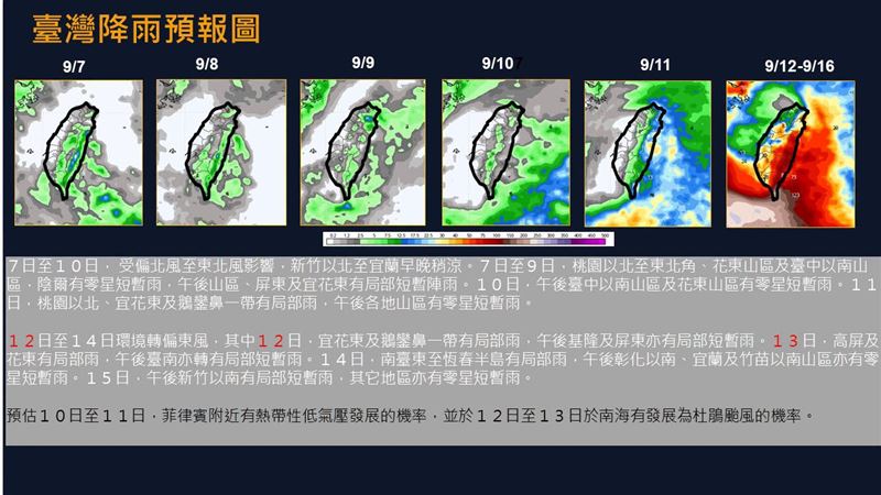 台灣降雨預報圖。(圖/翻攝自賈新興臉書)