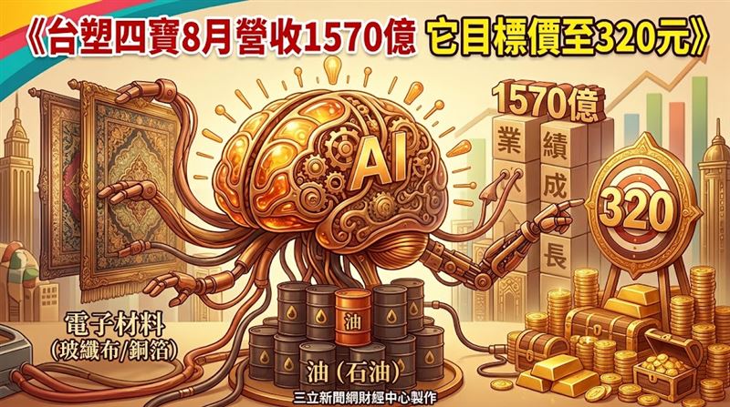 台塑四寶8月營收1570億　它目標價至320元