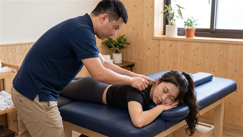 整復推拿師去年在工作室替女病患刮痧按摩時,以豐胸、刺激內分泌等理由,趁機強制猥褻、性交行為得逞。(示意圖/AI製圖)